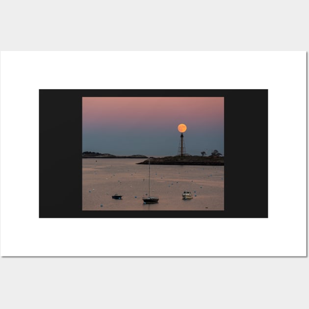 Supermoon balancing on the Marblehead Light Tower in Marblehead MA Wall Art by WayneOxfordPh